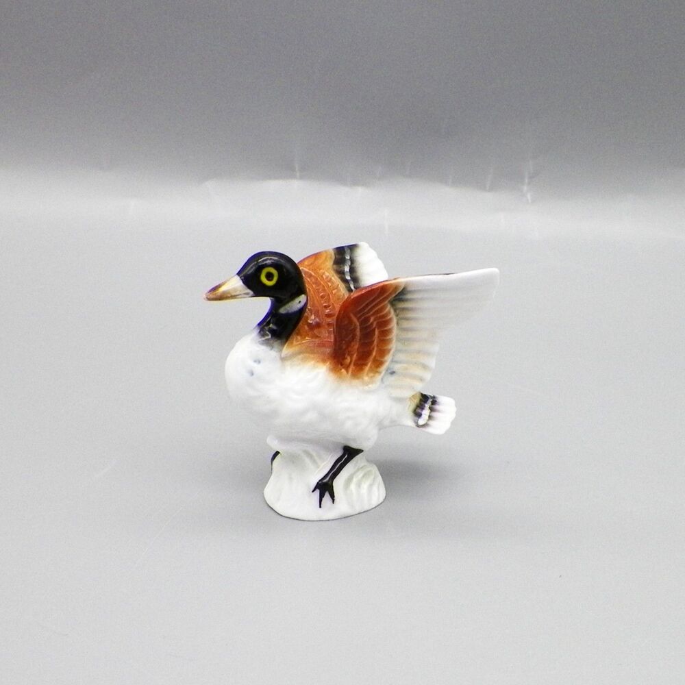 Vintage Bone China Miniature Flying Mallard Duck Figurine Japan 2.25"
